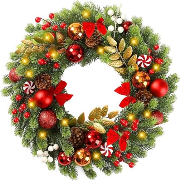 BRAND NEW Christmas Wreath for Front Door 17 Inch - Picture 9 of 9